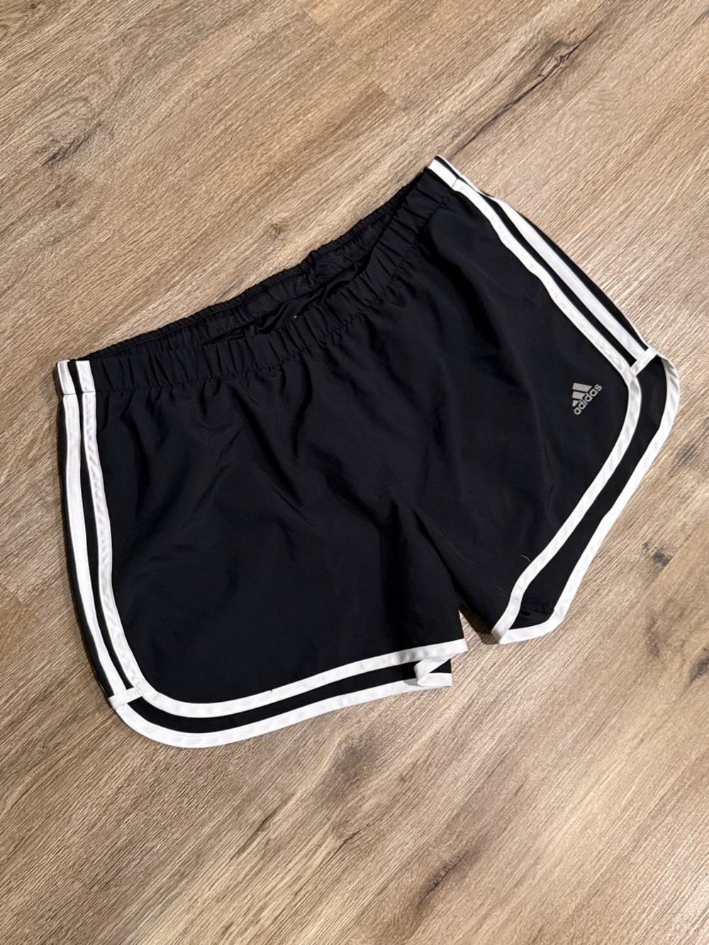 adidas Black Athletic Track Shorts with White Piping